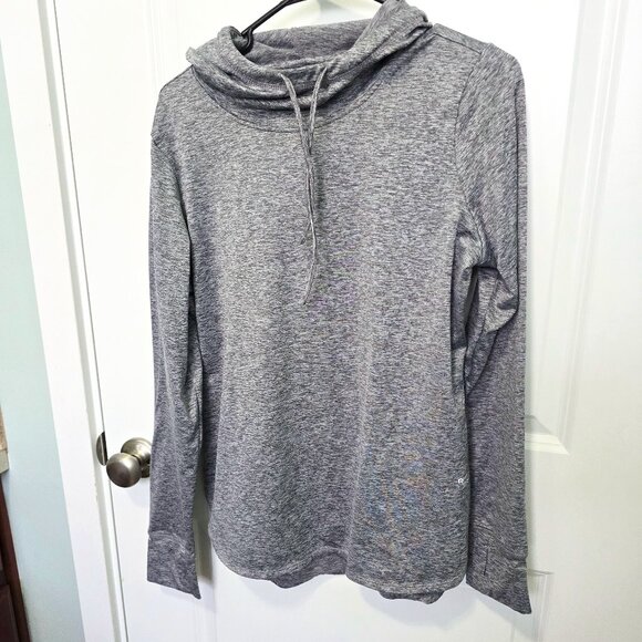 Reebok Sweatshirt Lightweight Hoodie Long Sleeve Pullover Gray Logo Size Large - Picture 1 of 6